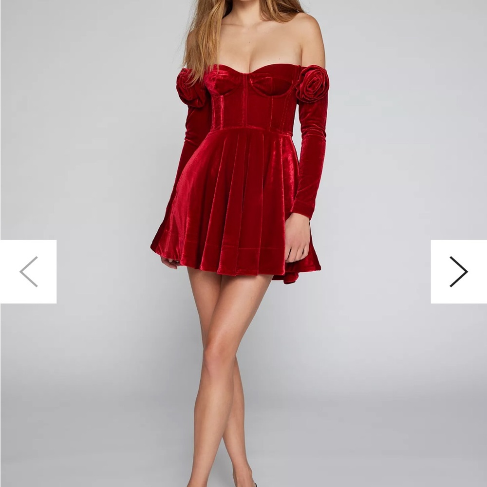 NWT Bardot Sigma Velour Off-The-Shoulder Mini Dress Size 6